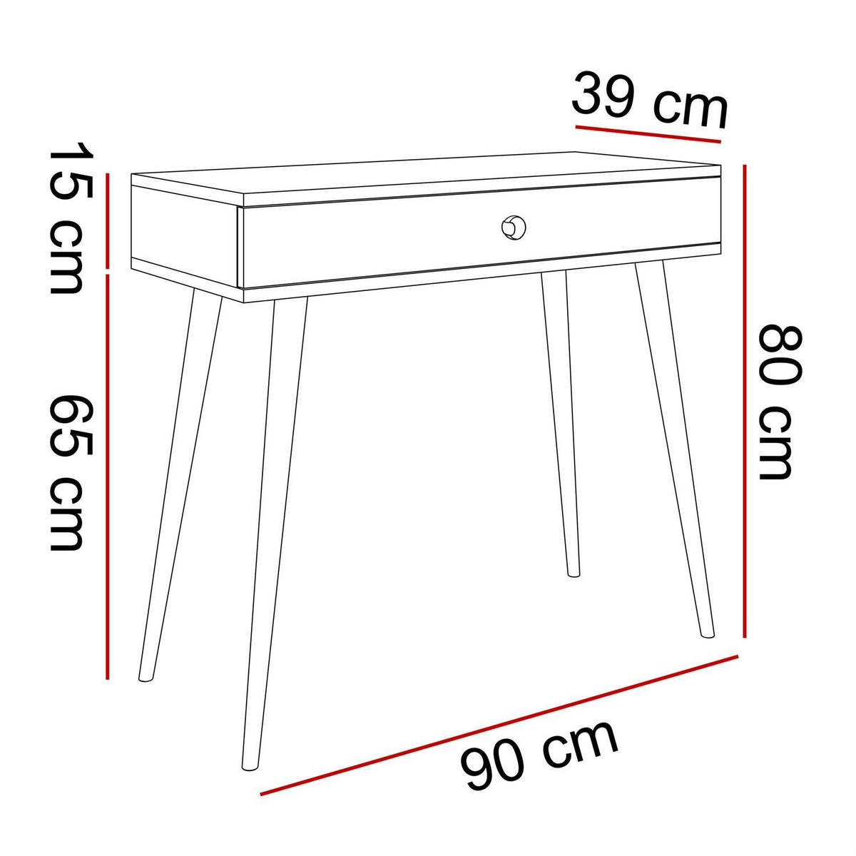 KONSOLE mit Schublade HARMONY Weiß - Weiß, Holzwerkstoff (39/90/80cm) - Lookway