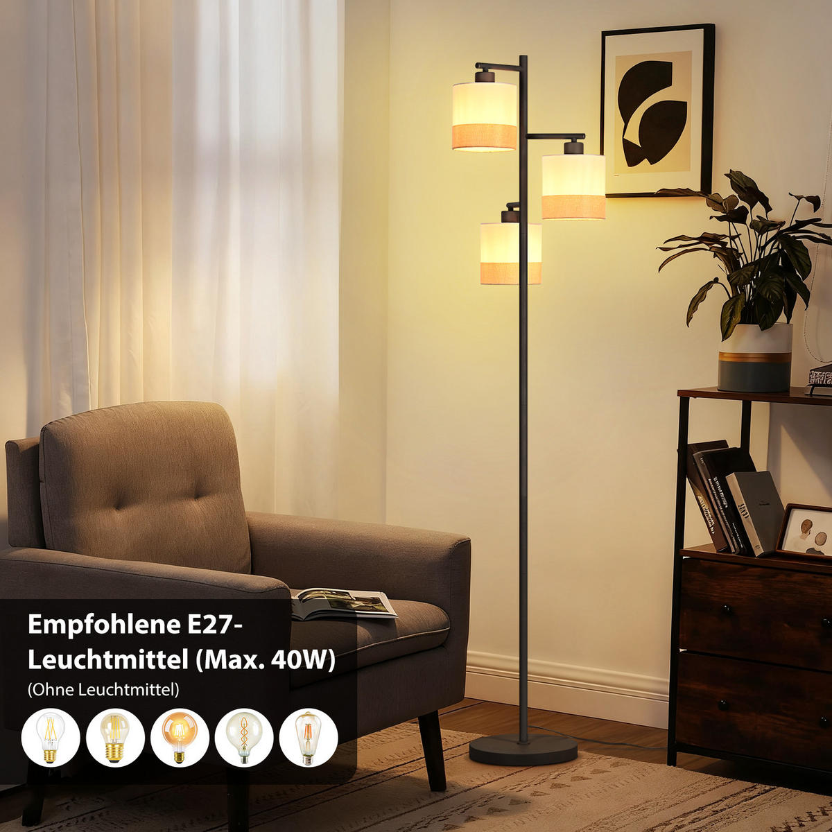 STEHLAMPE Stellume 25/14/158 cm - Weiß, Metall (25/14/158cm) - ZMH