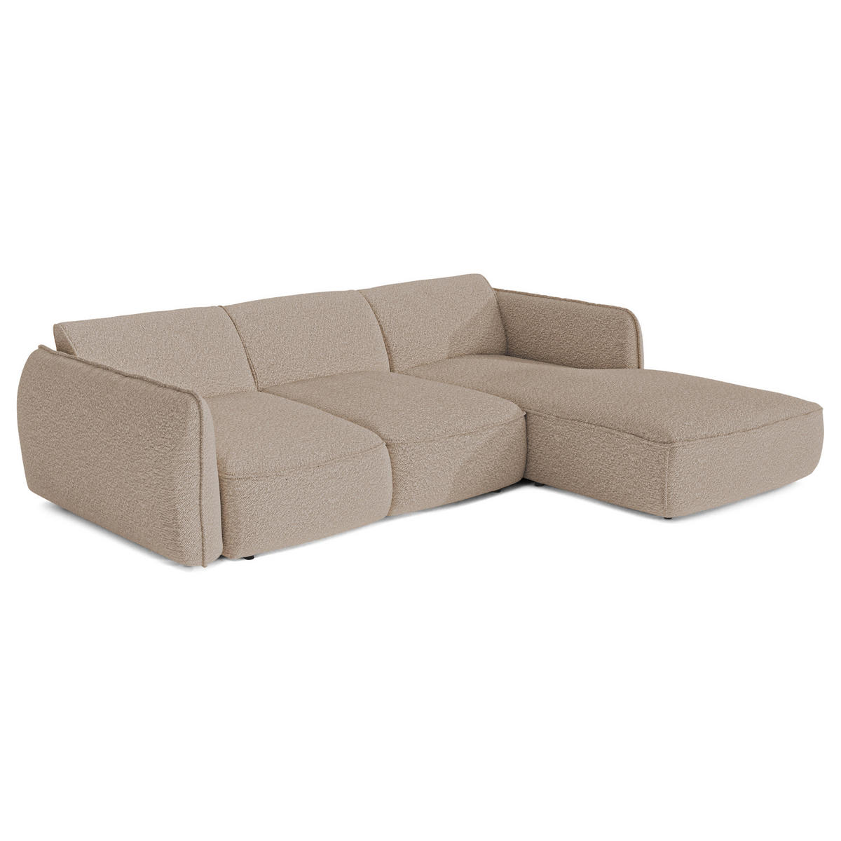 ECKSOFA RECHTS Bouclé-Stoff 274cm - Beige, Textil (274/174cm) - Sia Home