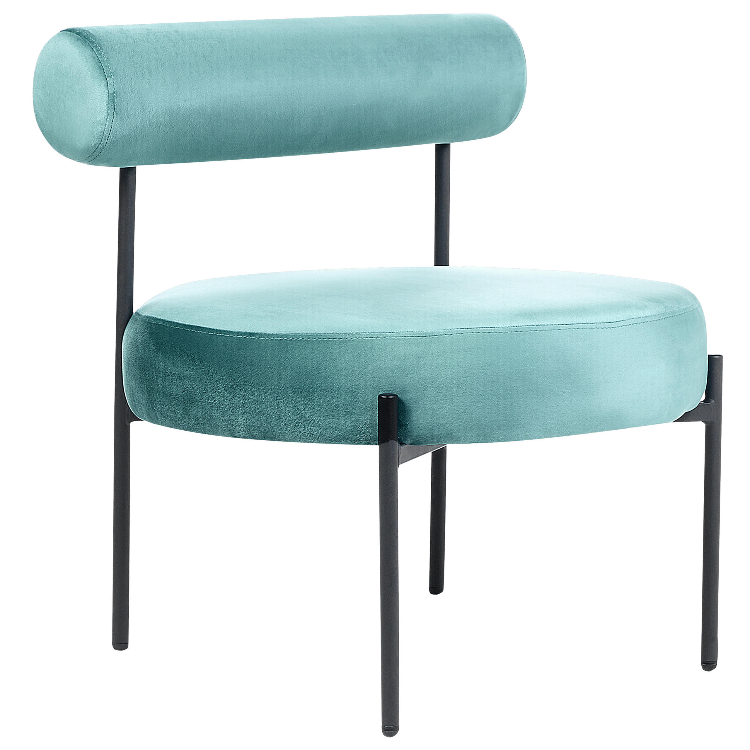 SESSEL Samtstoff Türkis/Schwarz Alpha - Grün, Textil/Metall (60/66/60cm) - Beliani