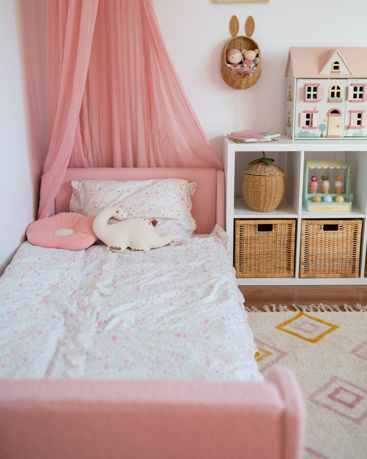 KINDERBETT 90x200 cm Rosa Laye - Pink, Textil (90/200cm) - Beliani