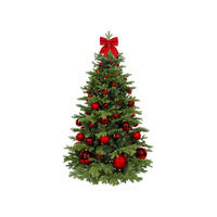 WEIHNACHTSBAUM künstlicher 150 cm, ROTEWEIHNACHTEN, mit 73-teiligem Weihnachtsbaumschmuck, inkl. Metallständer und Aufbewahrungsbox - Rot/Grün, Kunststoff/Metall (104/150cm) - LAALU