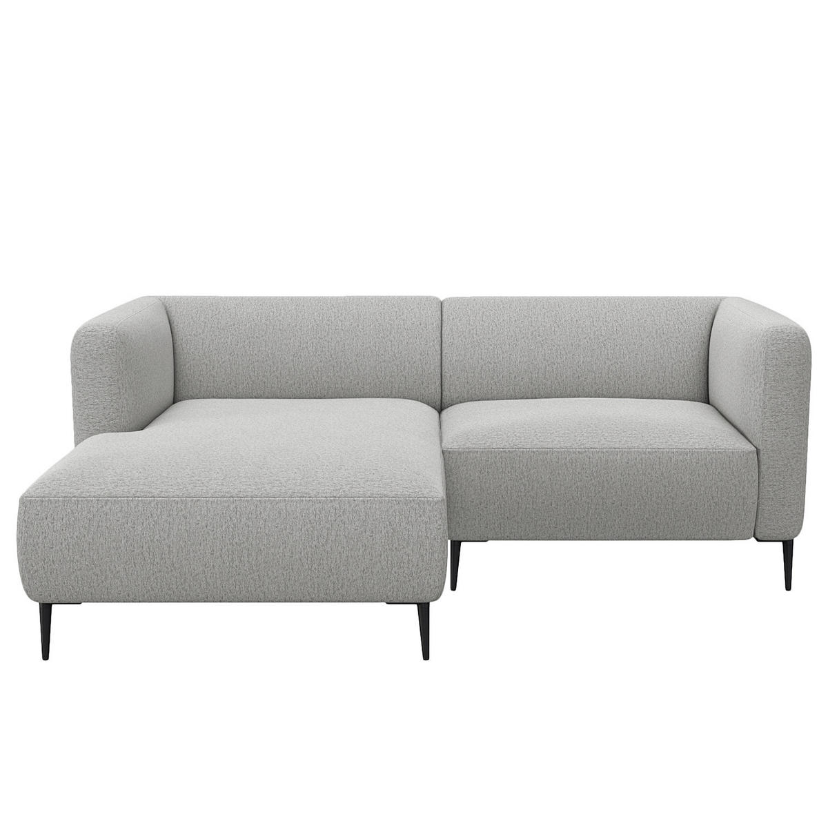 1,5-SITZER ECKSOFA mit Longchair - Hellgrau/Schwarz, Textil/Metall (211/148cm) - home24