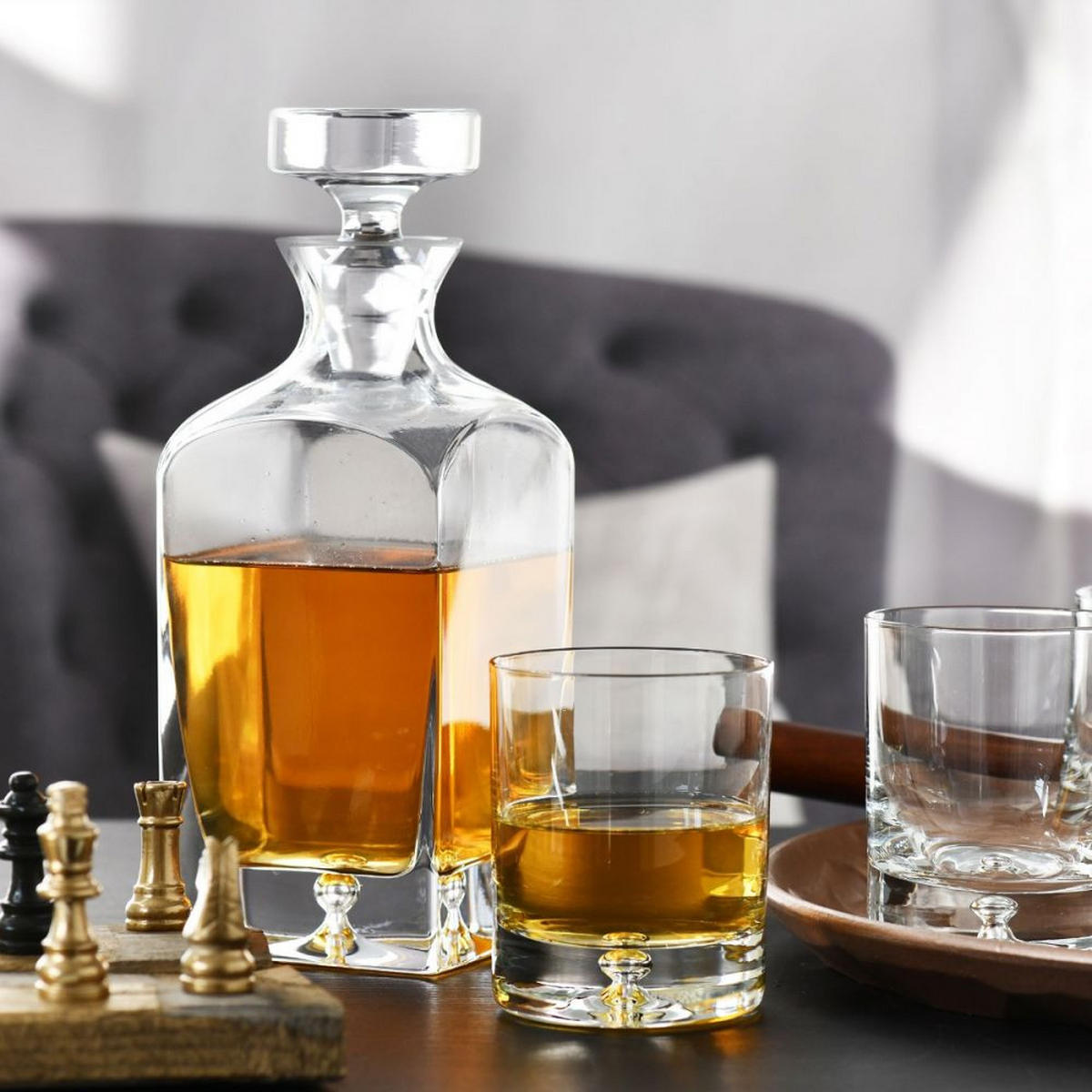 WHISKYKARAFFE MIT STOPPER, 1 Stk., 750 ml, Handgemacht - Transparent, Glas (0.75L) - Krosno Glass