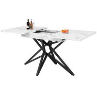 ESSTISCH 120-160/80/76 cm weiß ausziehbar mit sternförmigem Metallgestell aus MDF - Weiß, Holzwerkstoff (120/80/76cm) - OKWISH