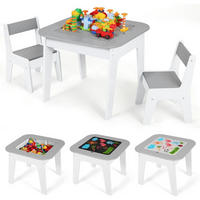 KINDERTISCH mit 2 Stühlen 4-in-1 Set Grau - Weiß, Holzwerkstoff (50/49/54cm)
