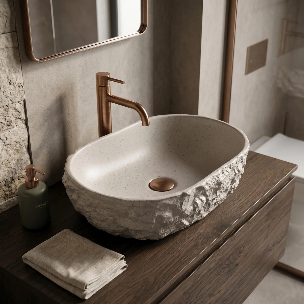 AUFSATZWASCHBECKEN Rea Evora - Beige, Kunststoff (25.5/12/37.5cm) - REA