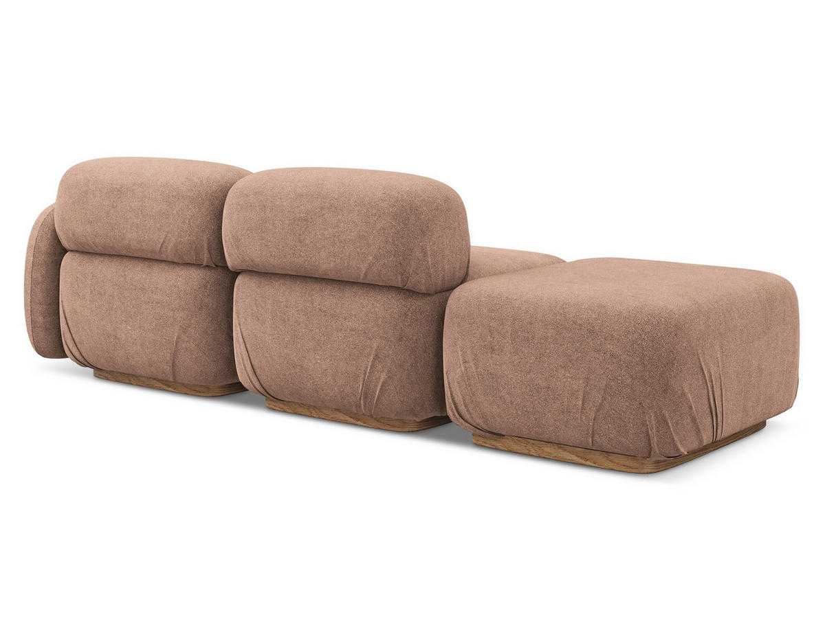 3-SITZER SOFA Bouclé Stoff Pink - Pink/Hellrosa, Holz/Textil (258/73/95cm) - Makamii