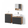 BADMÖBEL-SET Ronco Anthrazit gestreift 3 Teile, mit Unterschrank 80 cm - Eichefarben/Anthrazit, Holzwerkstoff (80/58/41cm) - Livinity®