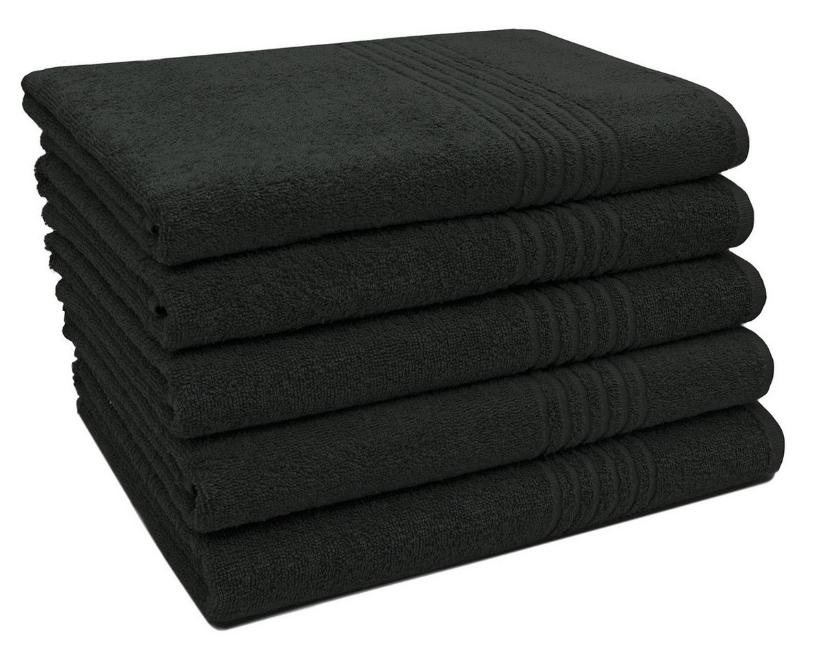DUSCHTÜCHER, 5er-Set, 70x140 cm, 100% Baumwolle, Schwarz - Schwarz, Textil (50/140cm) - Zollner