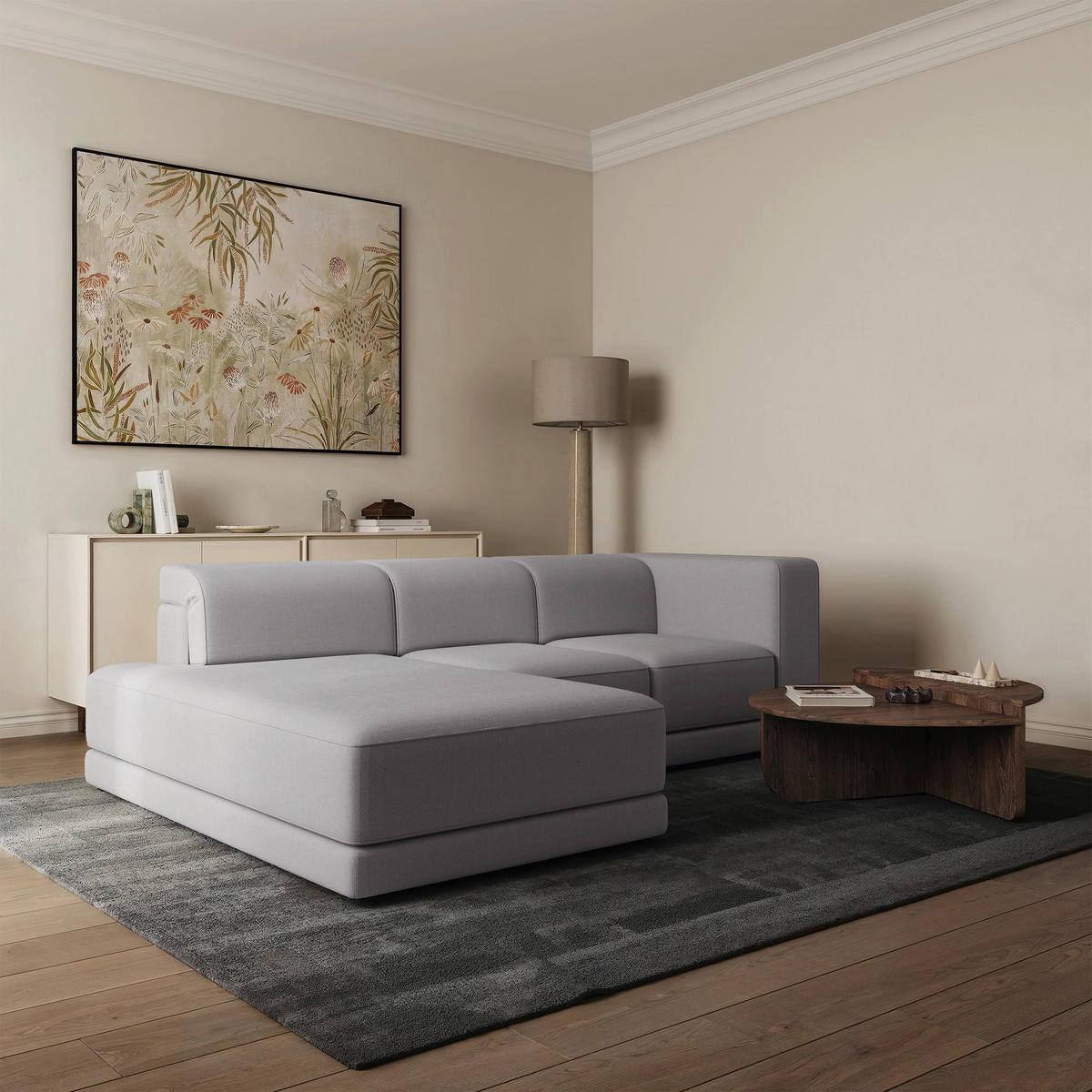 ECKSOFA Novals L-Form, 4-Sitzer, links 278 cm - Schwarz/Grau, Holz/Kunststoff (278/168cm) - Selsey