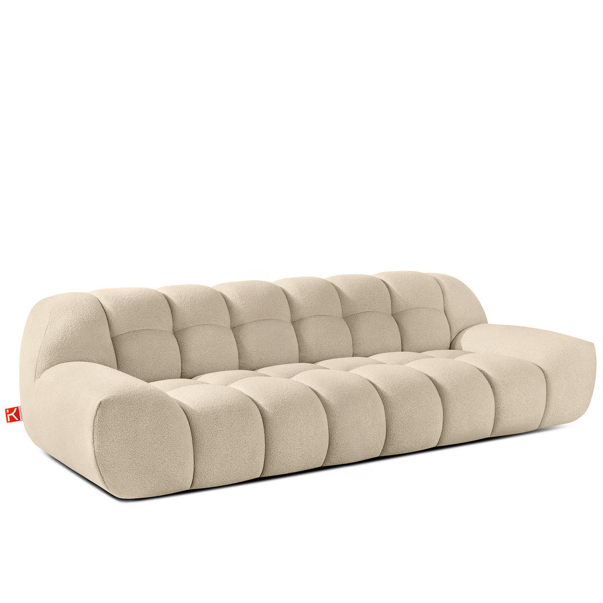EINZELSOFA VENA Bouclé, Hellbeige - Beige, Holz/Textil (254/72/105cm) - KONSIMO®