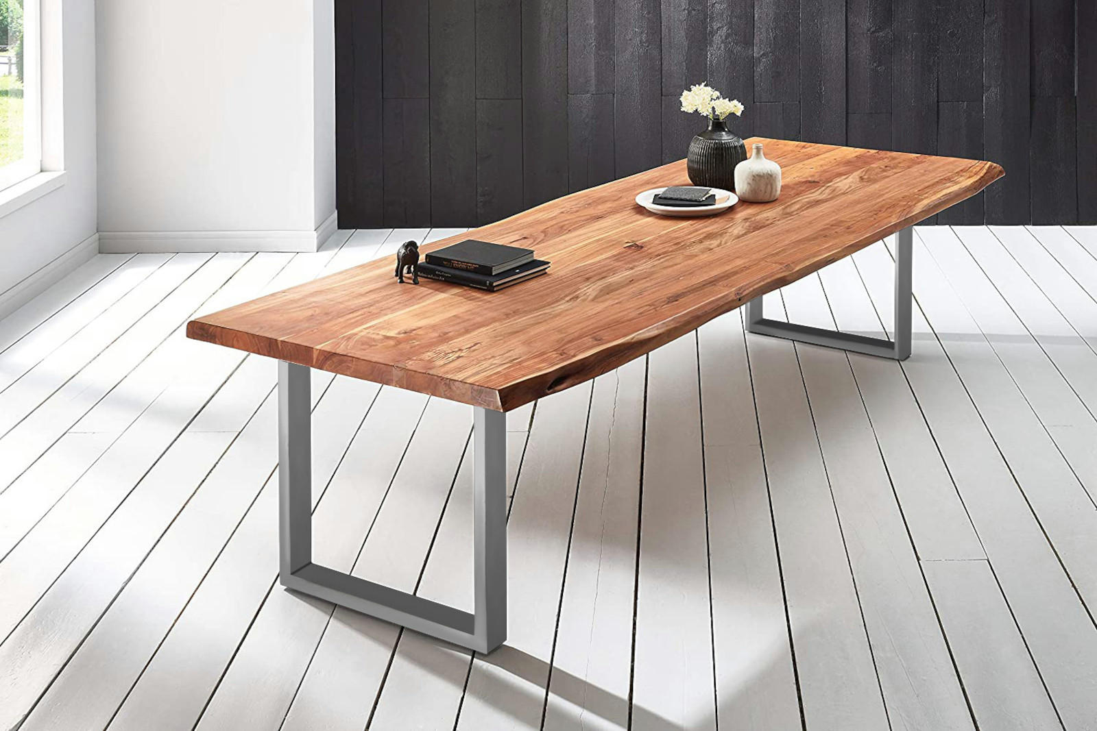 ESSTISCH VALIN - Beige/Silberfarben, Holz/Metall (120/260/79cm) - SAM