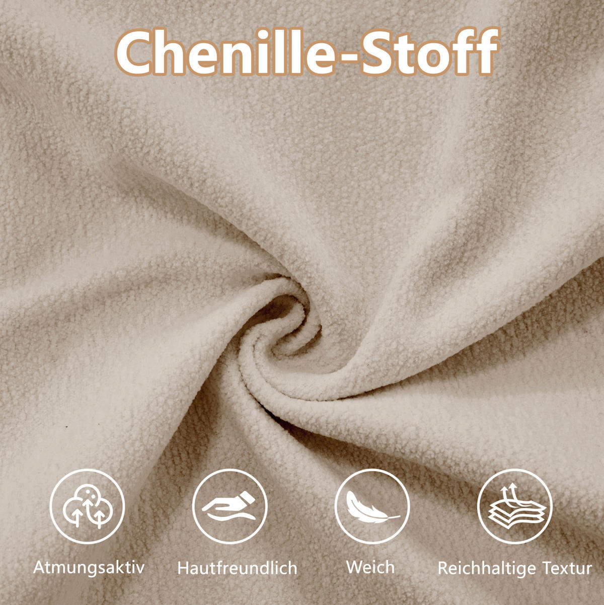 ECKSOFA in Hellbraun aus Chenille mit beweglichem Ottoman und Cloud-Komfort - Cappuccino, Textil (145/406cm) - Flora Grace