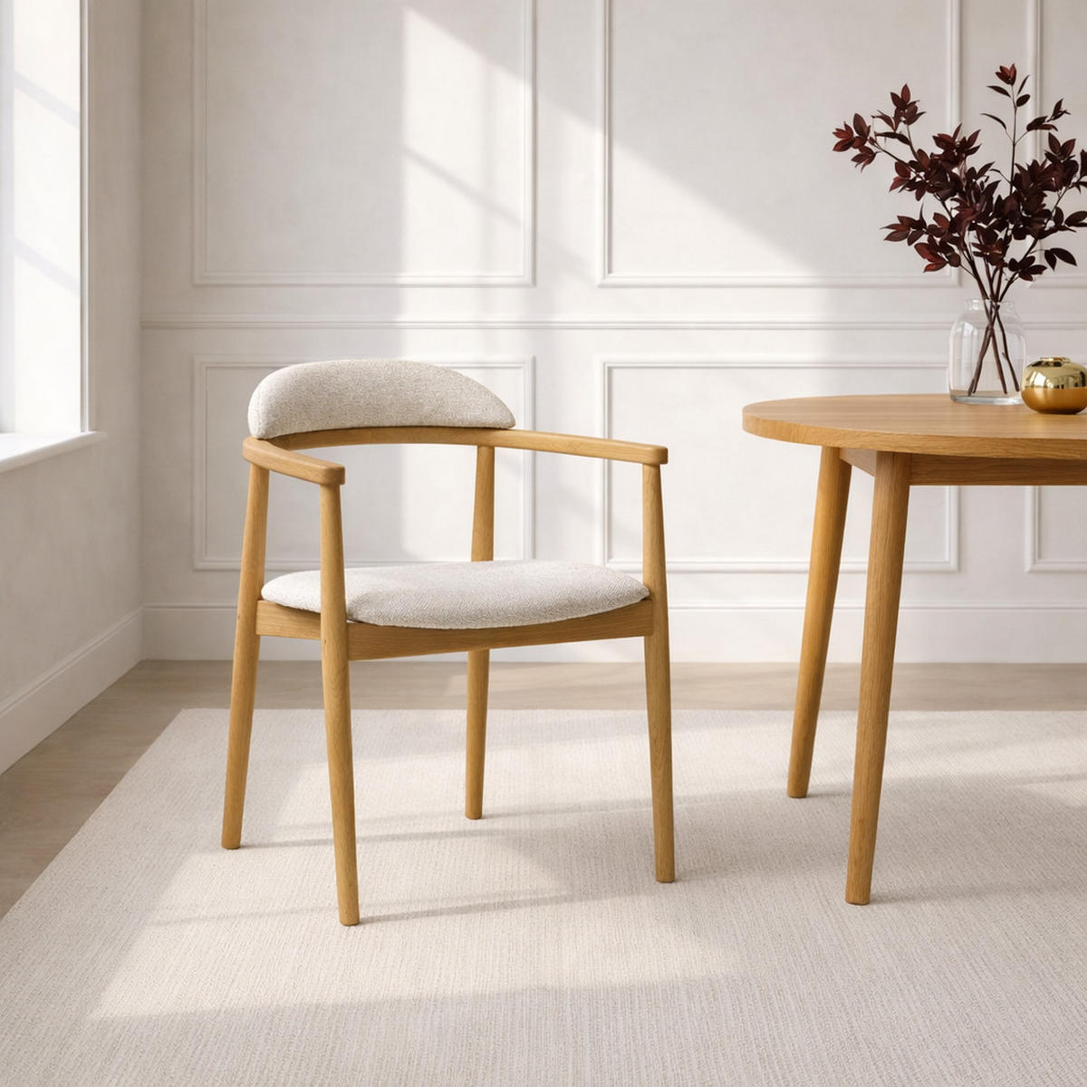 ESSZIMMERSTUHL Elv beiger Sitz - Beige, Holz (58/79/52cm) - WOODEK