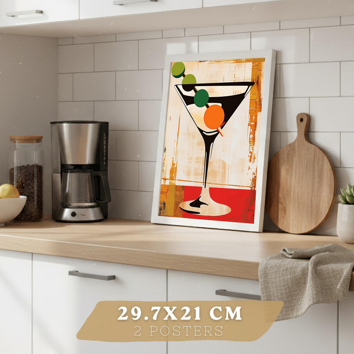 PLAKAT Sada 4 Vintage Cat A4 Bílý rám - bílá, papír (29.7/1/21cm) - Nacnic