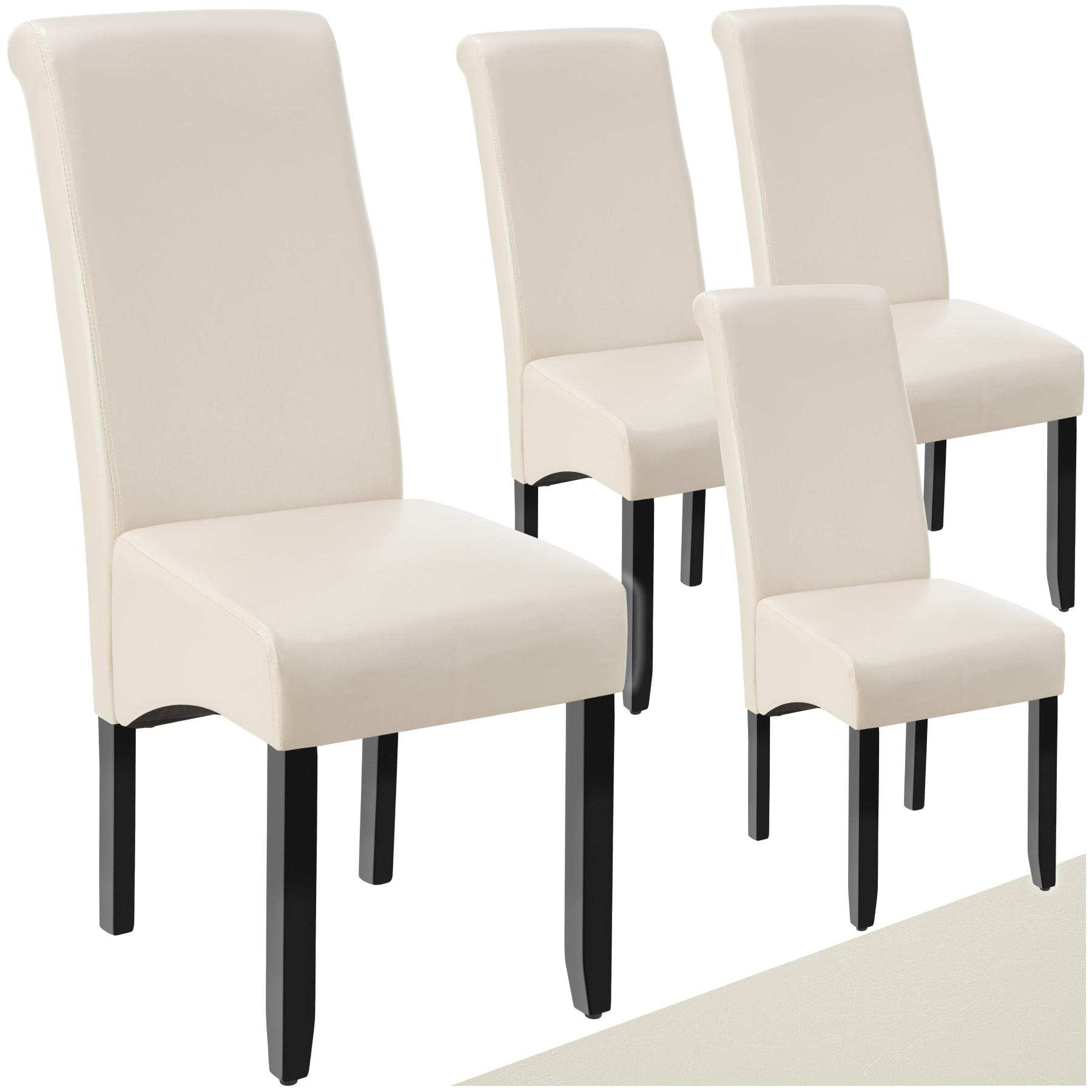 ESSZIMMERSTUHL 4er Set 44 x 63 x 106 cm creme - Creme, Textil (44/106/45cm) - tectake
