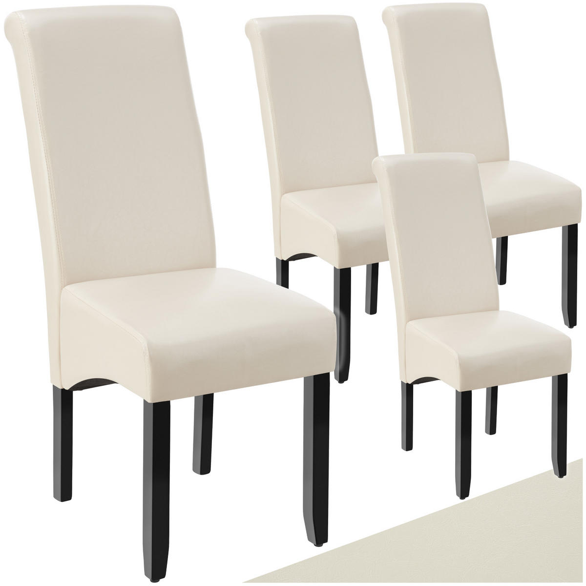 ESSZIMMERSTUHL 4er Set 44 x 63 x 106 cm creme - Creme, Textil (44/106/45cm) - tectake