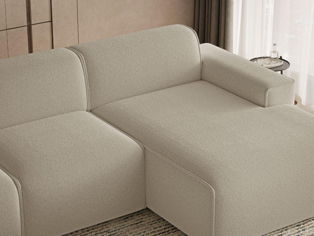 ECKSOFA Lavia Beige Rechts - Beige/Schwarz, Holz/Kunststoff (165/310cm) - Graingold