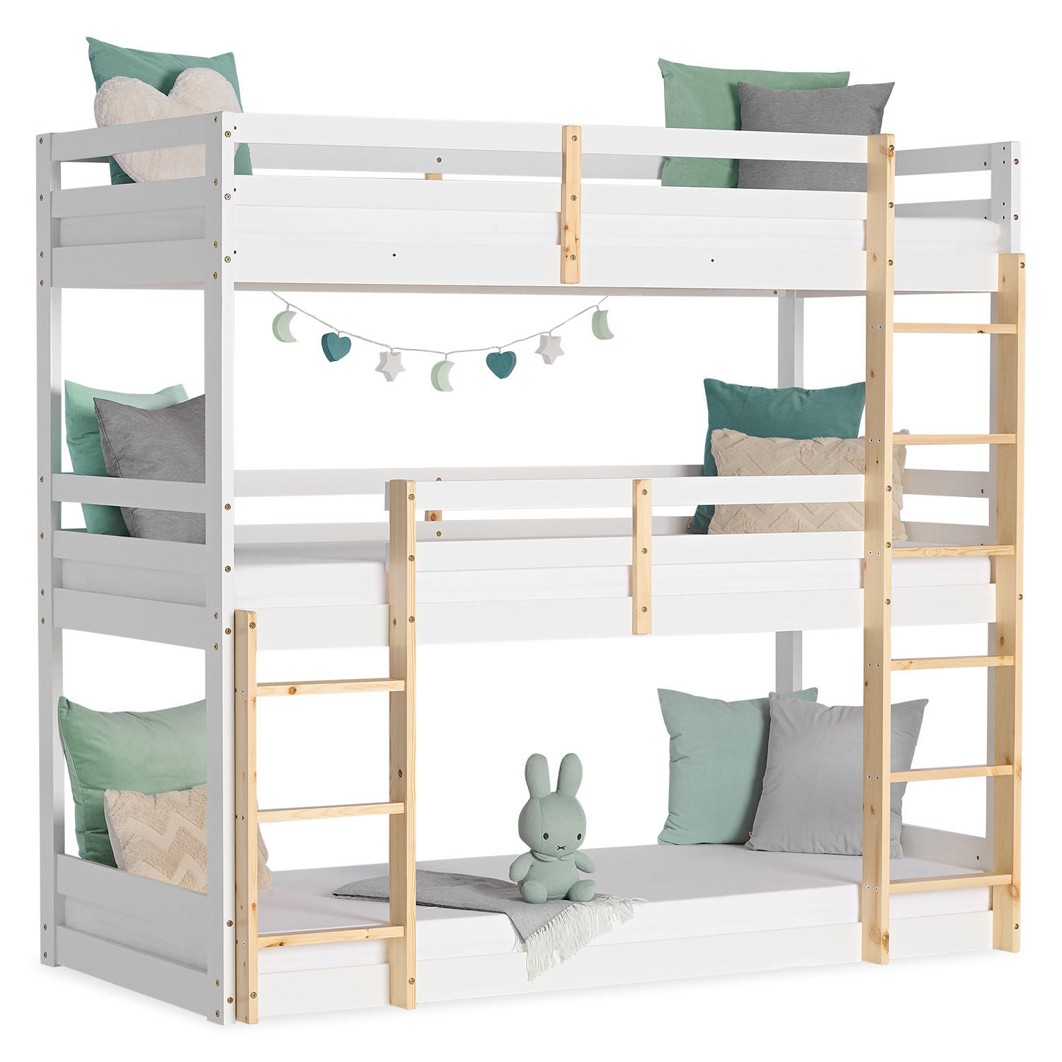 Homestyle4u Etagenbett Weiß 90x200 cm