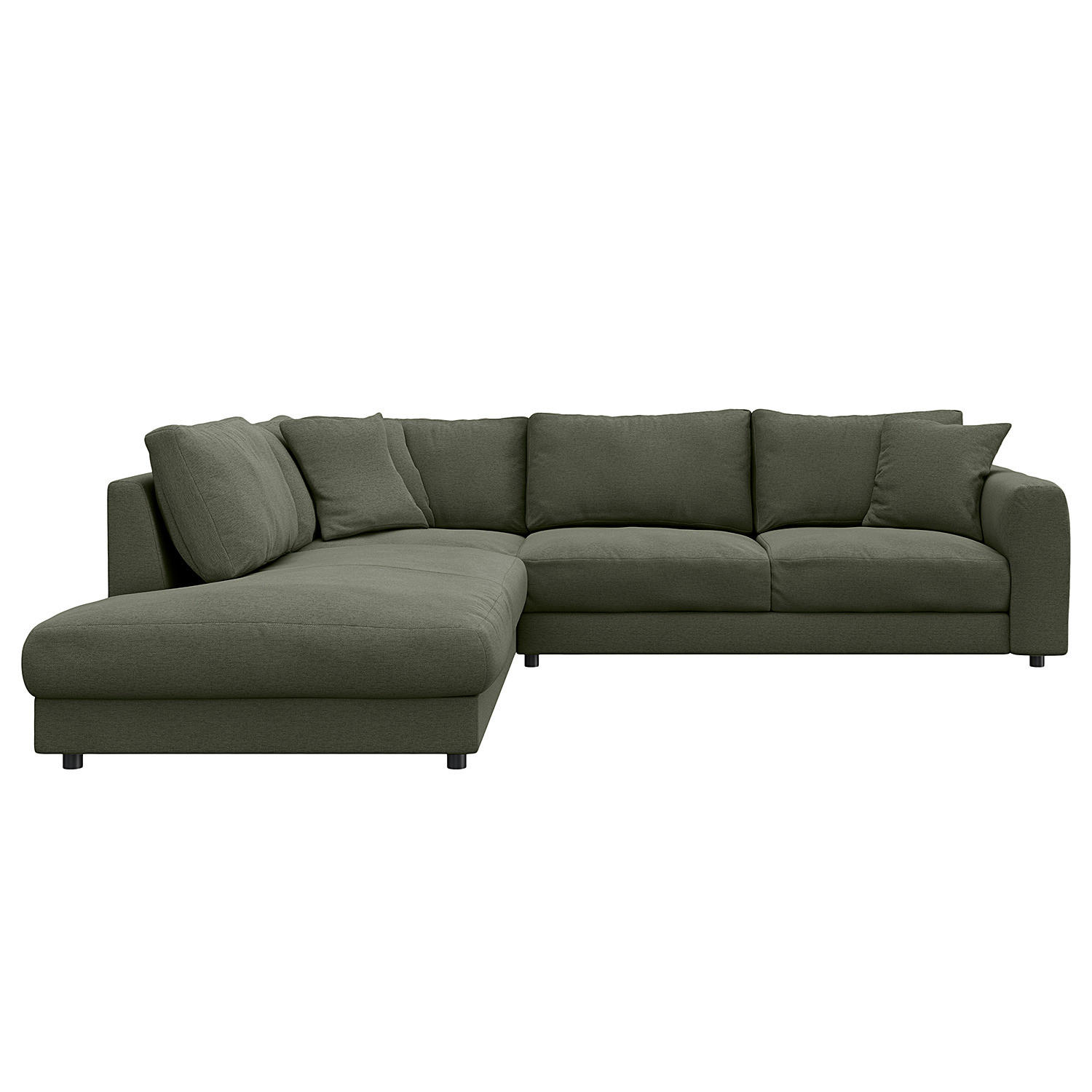 ECKSOFA mit Ottomane - Schwarz/Grau, Textil (267/254cm) - home24