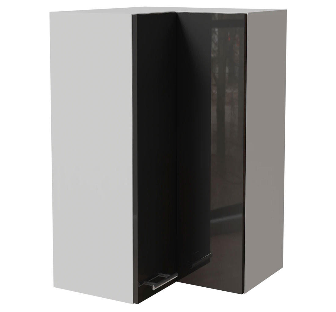 ECKHÄNGESCHRANK Essen W14/60 Graphit Hochglanz / Weiß Matt 60 / 60 / 96cm - Graphitfarben/Weiß, Holz/Holzwerkstoff (60/96/60cm) - Feldmann-Wohnen