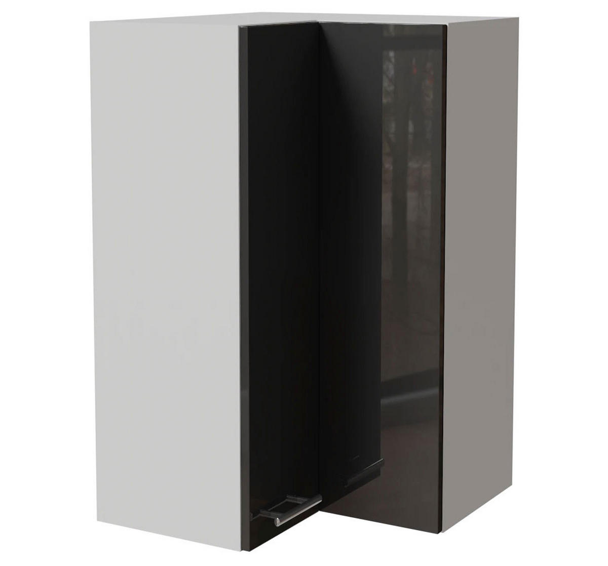 ECKHÄNGESCHRANK Essen W14/60 Graphit Hochglanz / Weiß Matt 60 / 60 / 96cm - Graphitfarben/Weiß, Holz/Holzwerkstoff (60/96/60cm) - Feldmann-Wohnen