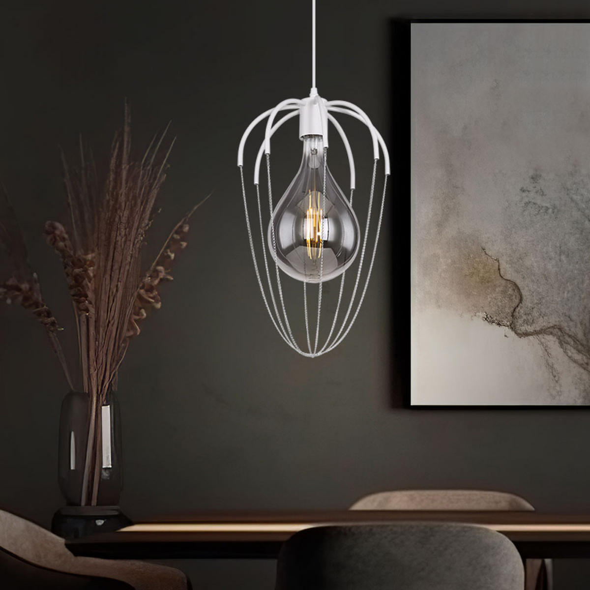 HÄNGELEUCHTE Metall Weiß Chrom - Weiß, Metall (30/30/120cm)