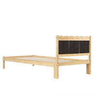 KINDERBETT 90/200 mit PU-Kopfteil, Lattenrost und Massivholzrahmen in Beige - Beige/Naturfarben, Holzwerkstoff/Textil (90/200cm) - EVRYAE