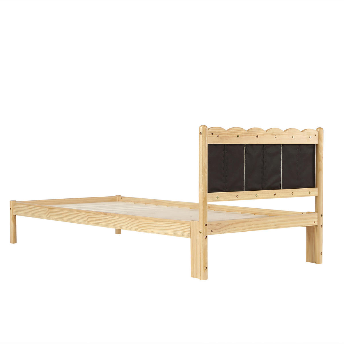 KINDERBETT mit PU-Kopfteil 90x200 cm Beige Naturholz - Braun, Holz (90/200cm) - Meubliv