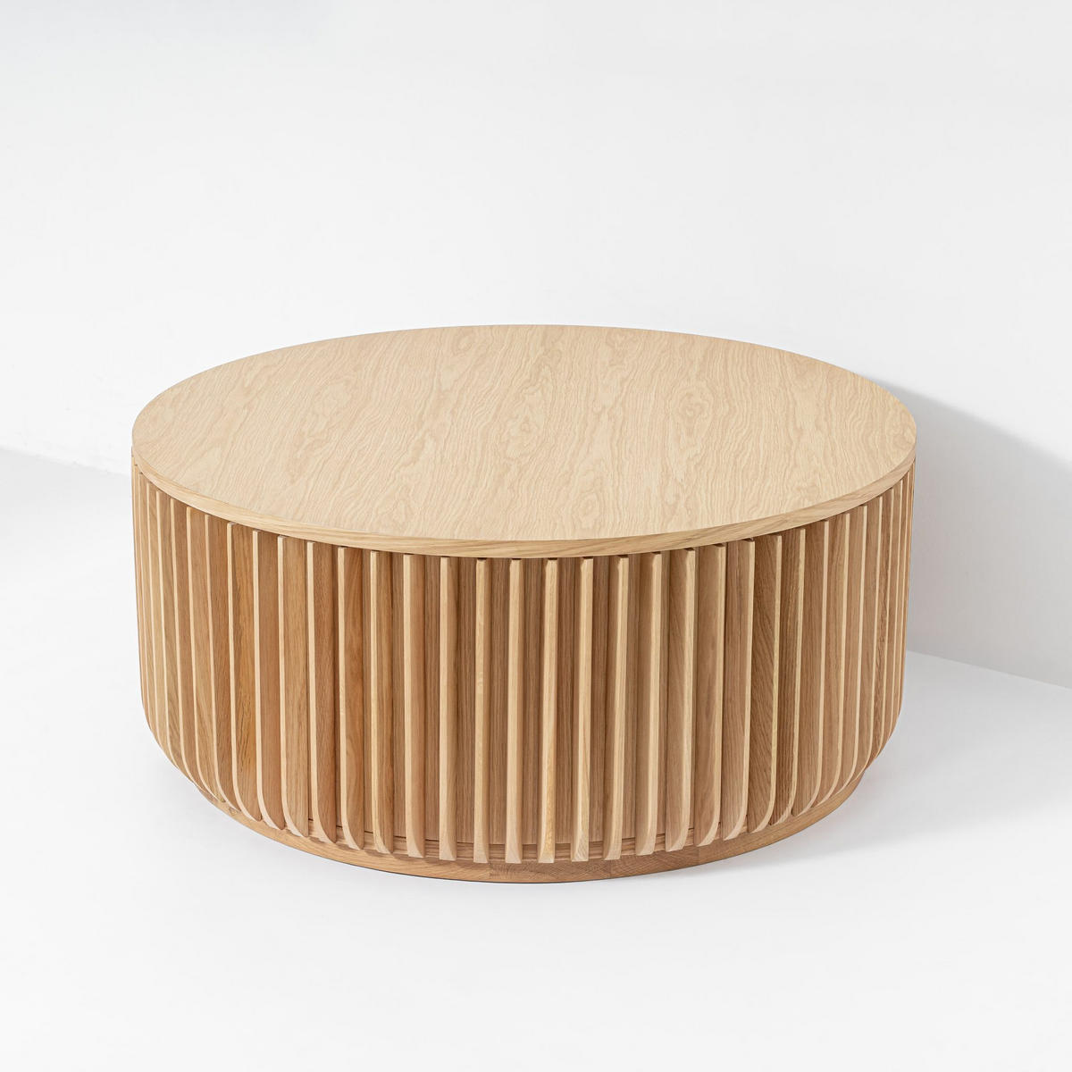 COUCHTISCH Franz, Natur Massiveiche, Ø90 cm - Beige, Holz (90/90/40cm) - WOODEK
