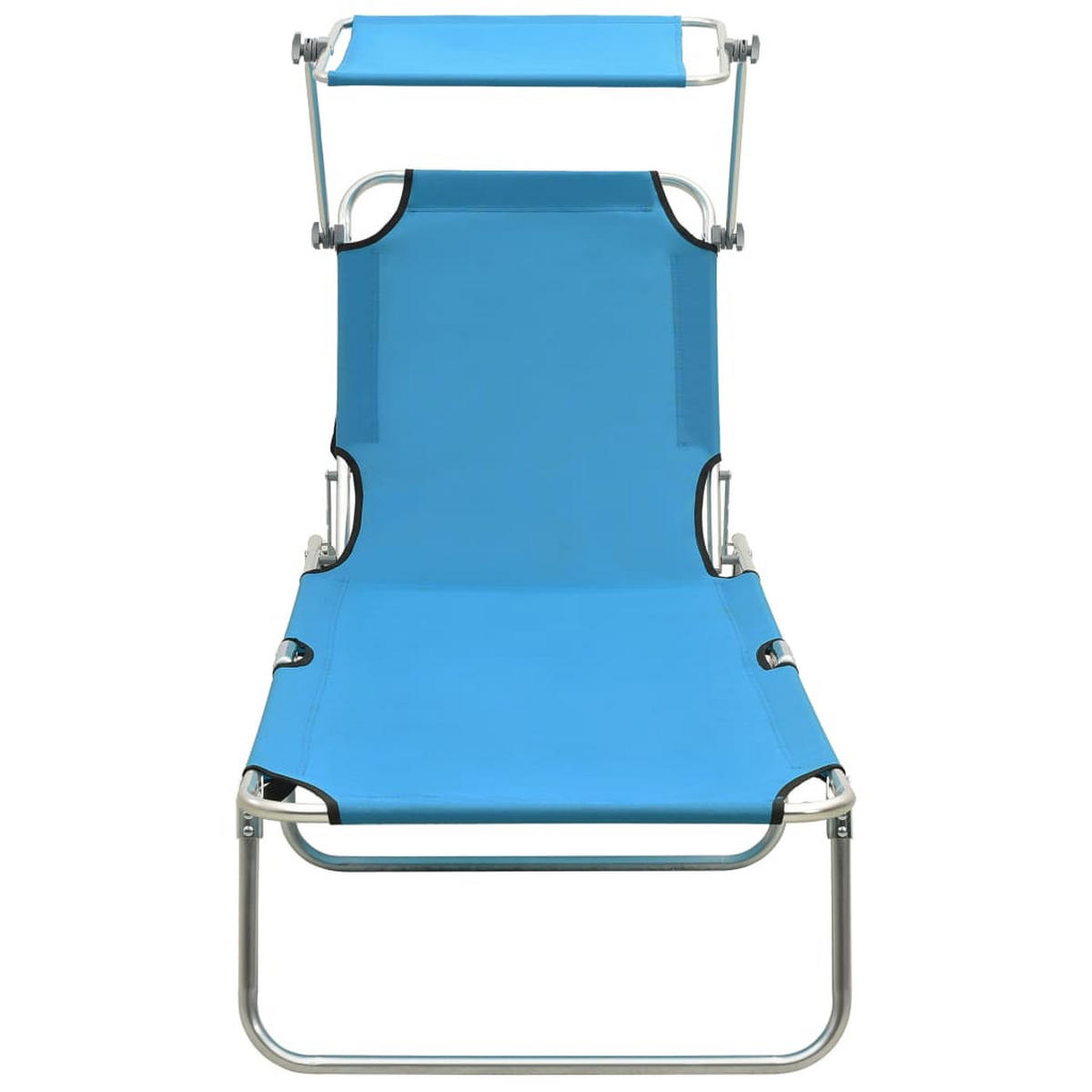 KLAPPLIEGE mit Sonnendach Blau Aluminium - Blau, Textil (57.5/27/187cm) - furnicato