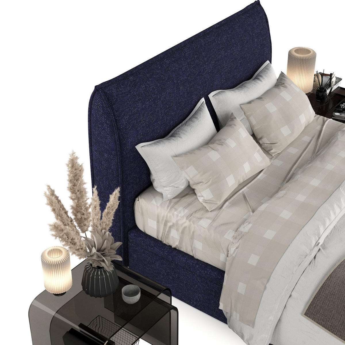 POLSTERBETT Tuvalu mit Stauraum 120/200 cm Marineblau im Alta Stoff - Schwarz/Dunkelblau, Holz/Holzwerkstoff (120/200cm) - AltaBeds