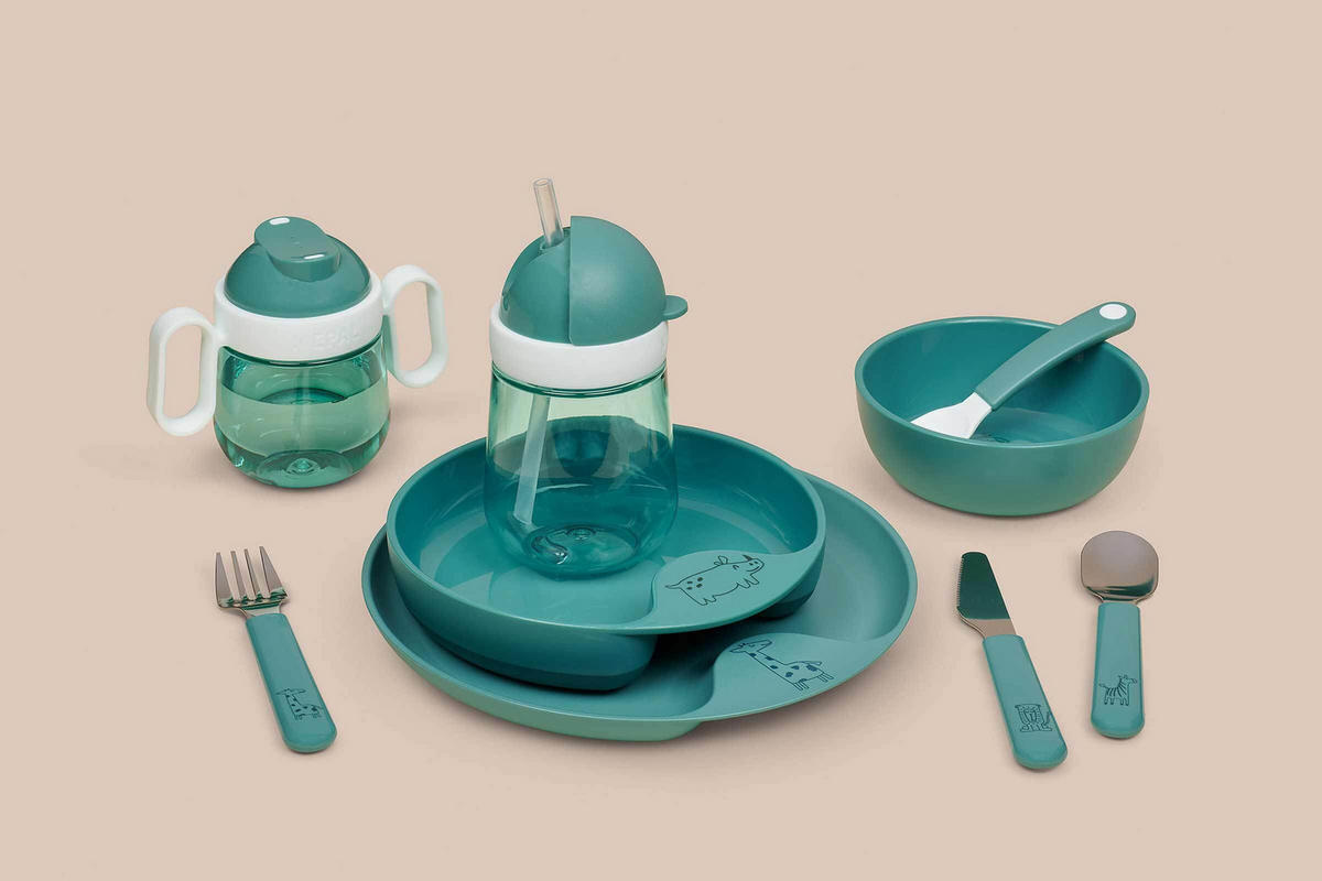 KINDERSCHALE MIT FÜTTERLÖFFEL Mio deep turquoise 3er Set - Türkis, Kunststoff (12.7/4.5/12.7cm) - Mepal