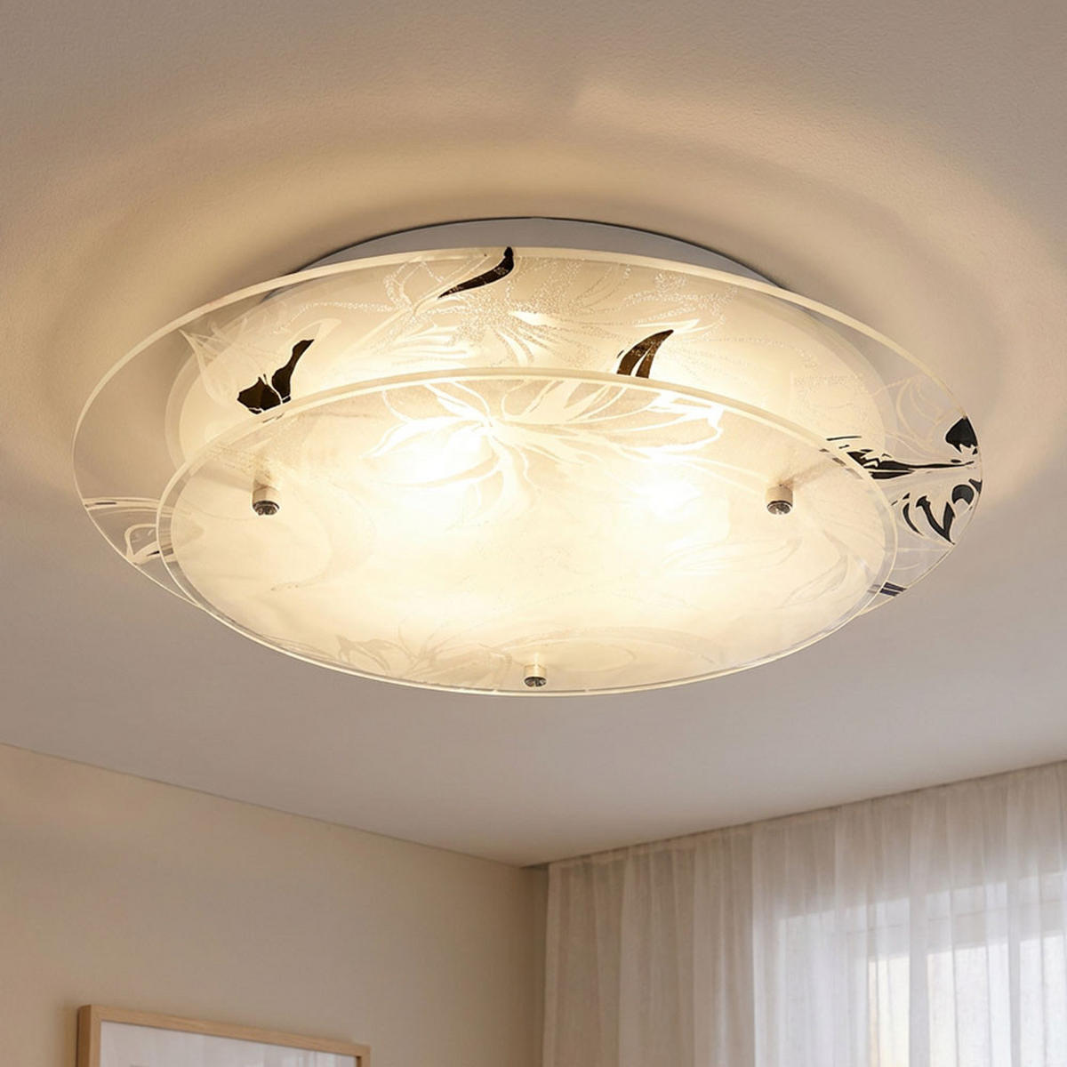 LED DECKENLEUCHTE Claire Metall Weiß - Weiß, Glas (25/25/9.5cm) - Globo Lighting