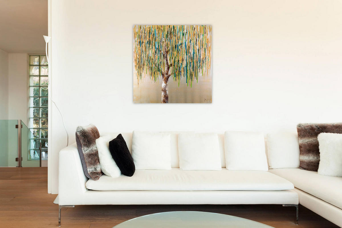 ACRYLBILD HANDGEMALT 80/80 cm - Grün, Holz/Textil (80/80cm) - KUNSTLOFT