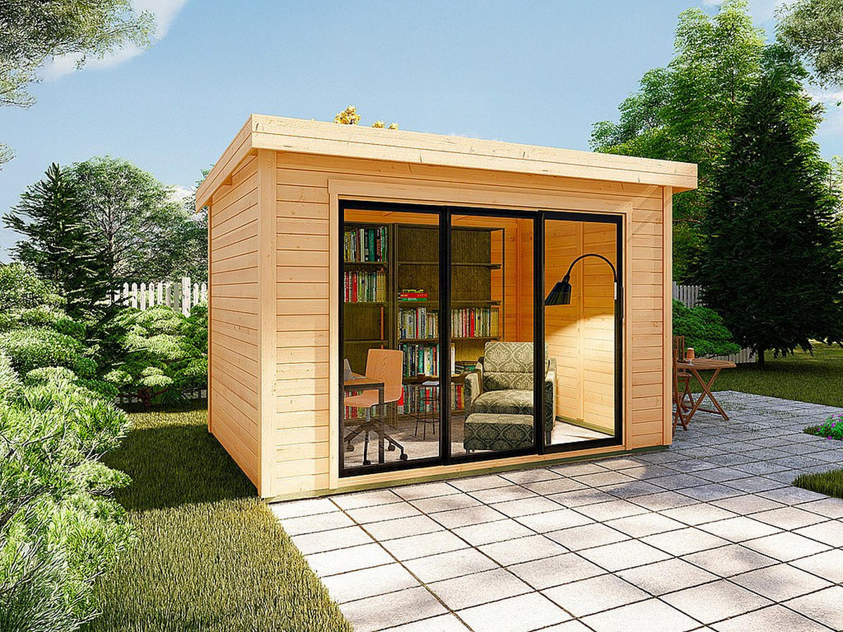 GARTEN-HOLZHAUS - 15,3 m² - Stärke 28 mm - CANOPIA - Naturfarben, Glas (360/232/354cm) - Vente-Unique