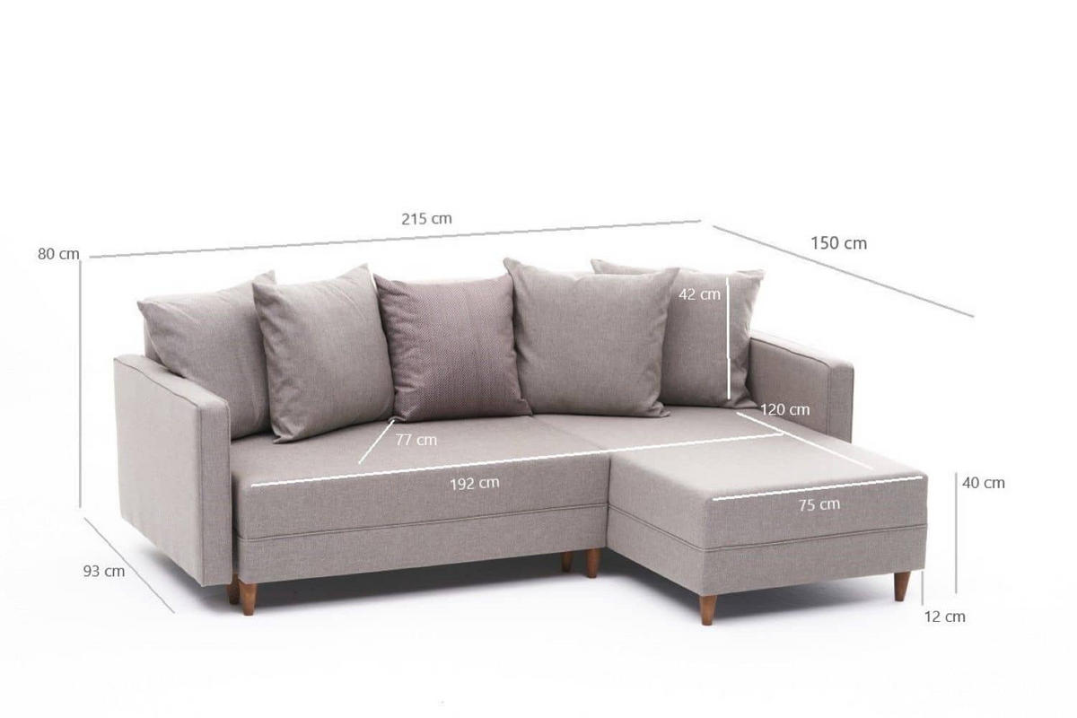 ECKSOFA mit Schlaffunktion, 215 cm Gesamtbreite - Beige/Creme, Holz/Buchenholz (150/215cm) - myHomelando