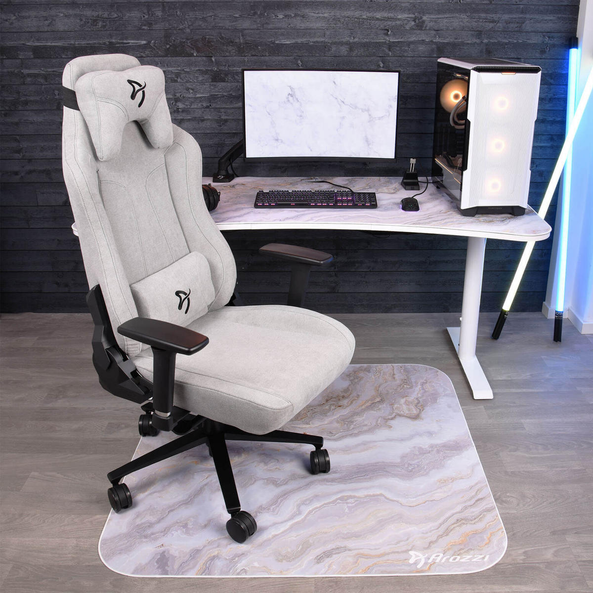 BODENSCHUTZMATTEN Zona Quadrat 116 cm Weißer Marmor - Weiß, Textil (116/116cm) - Arozzi