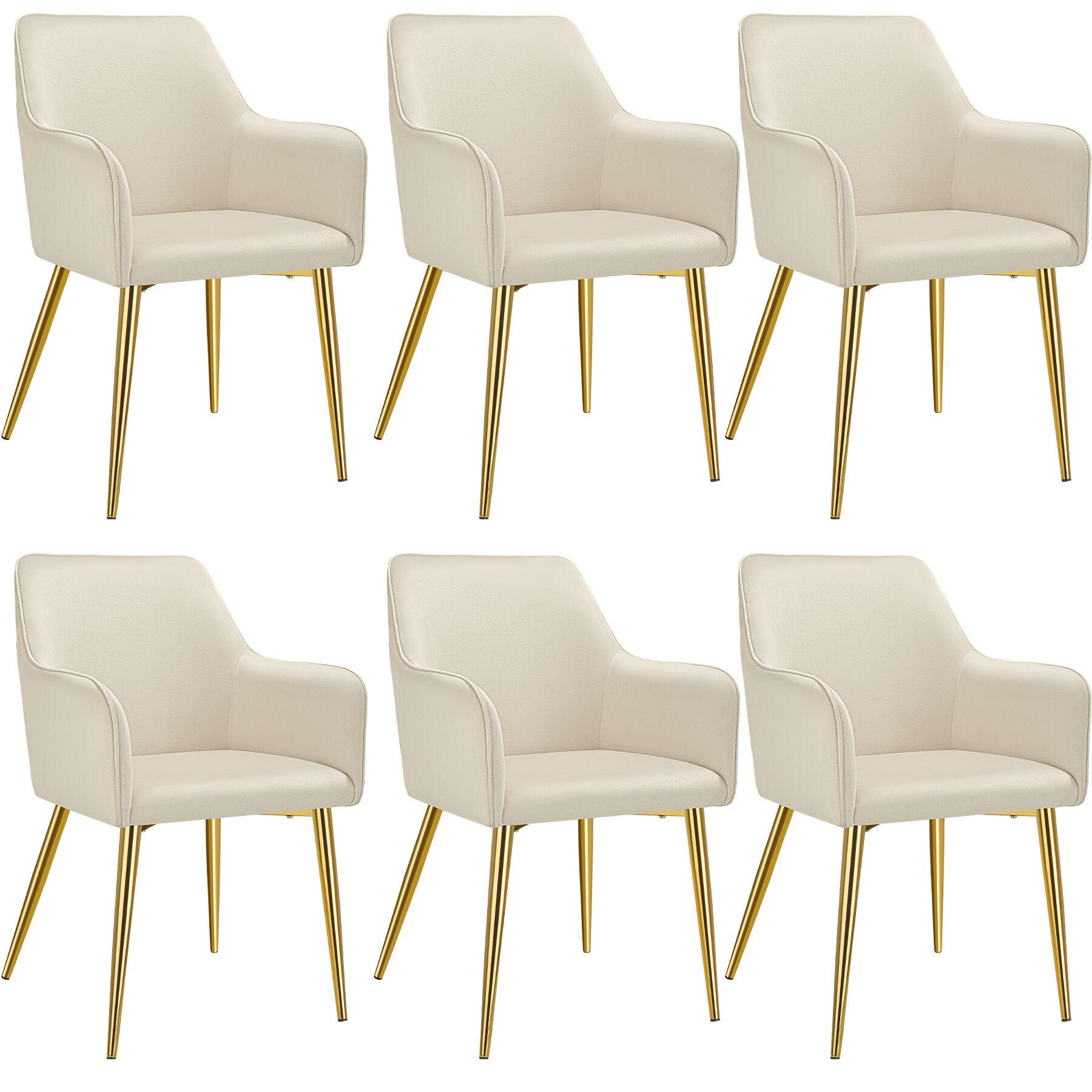 ARMLEHNSTUHL 6er Set Avane 55 x 63 5 x 86 5 cm beige - Beige, Textil (55/86.5/63.5cm) - tectake