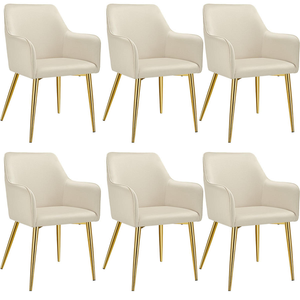 ARMLEHNSTUHL 6er Set Avane 55 x 63 5 x 86 5 cm beige - Beige, Textil (55/86.5/63.5cm) - tectake