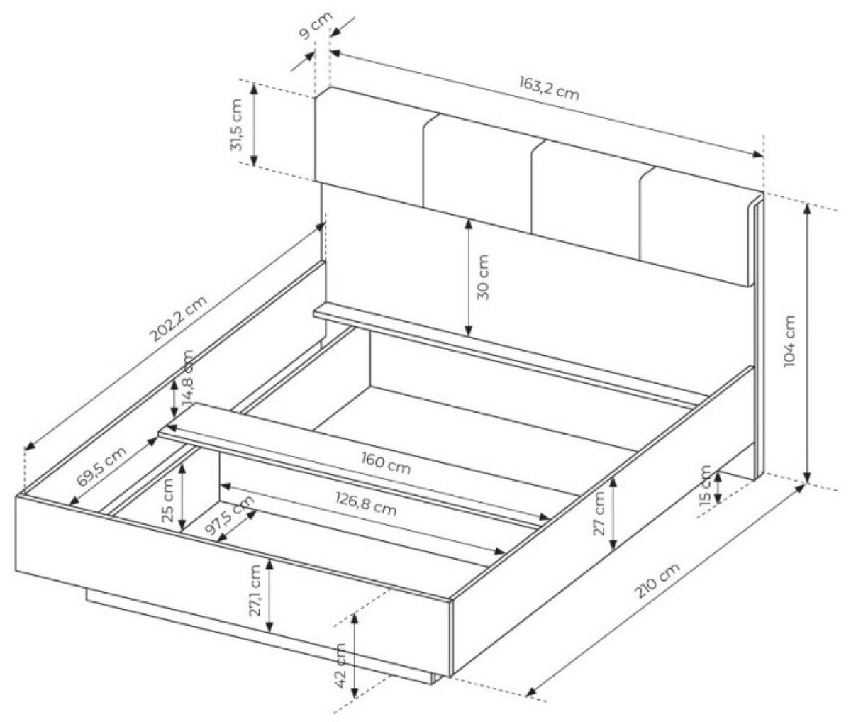 BETT Weiß ALLI Mit Bettkasten Und Kopfteil 160 cm - Multicolor, Holzwerkstoff (160/200cm) - Sepro Meble