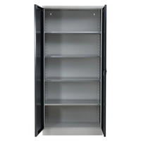STAHLSCHRANK Bee mit 10 lackierten Fachböden 195x92x42 cm Korpusfarbe Lichtgrau Frontfarbe Schwarz - Schwarz, Metall (92/195/42cm)