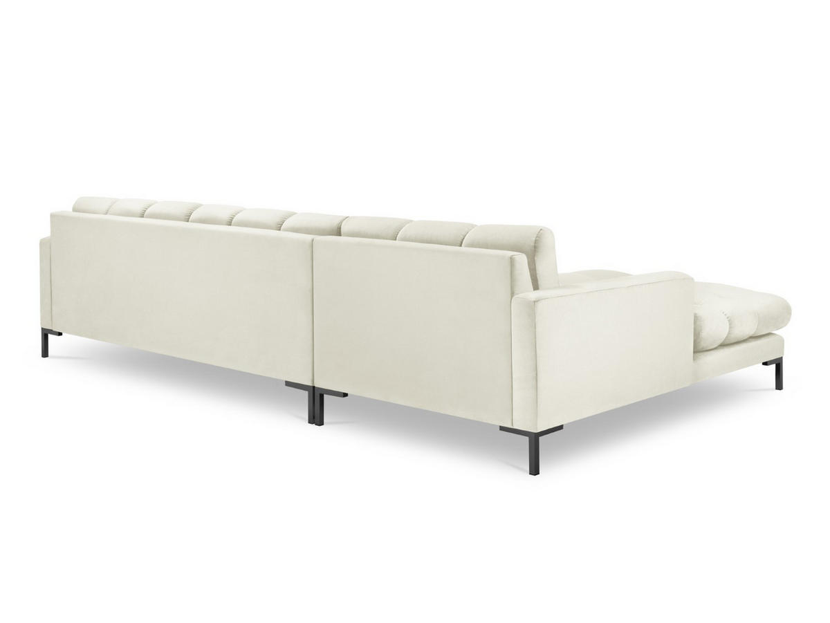 ECKSOFA links Mamaia aus Samt leichtes beige 5 Sitzplätze - Creme, Textil (185/293cm) - Micadoni
