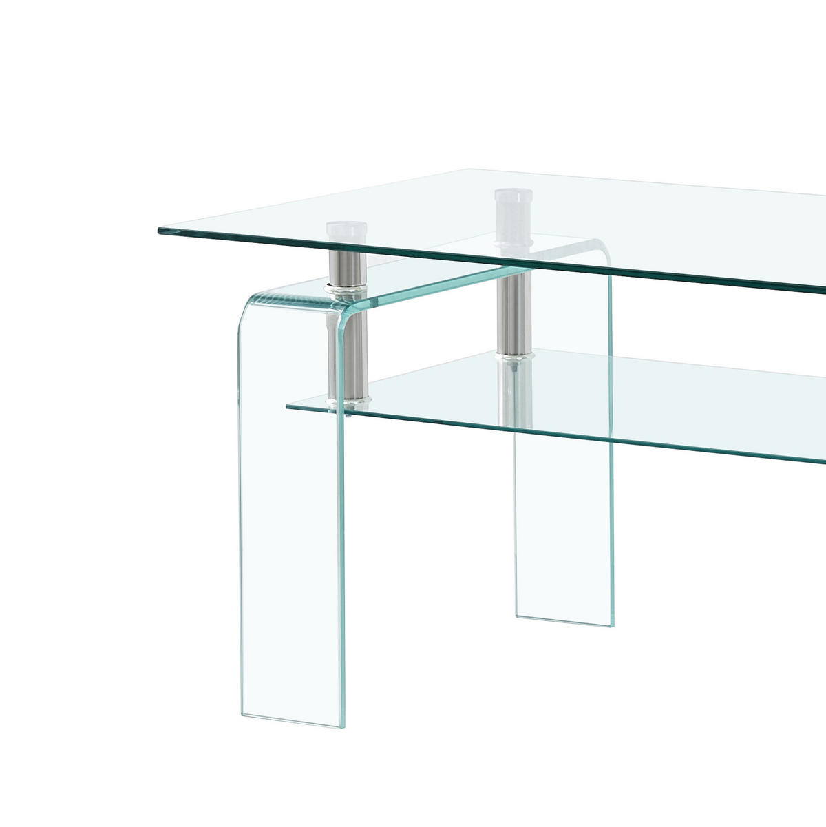 COUCHTISCH 100 x 55 x 45 cm Glas Metall Clear - Klar, Metall (100/55/45cm) - Meubliv