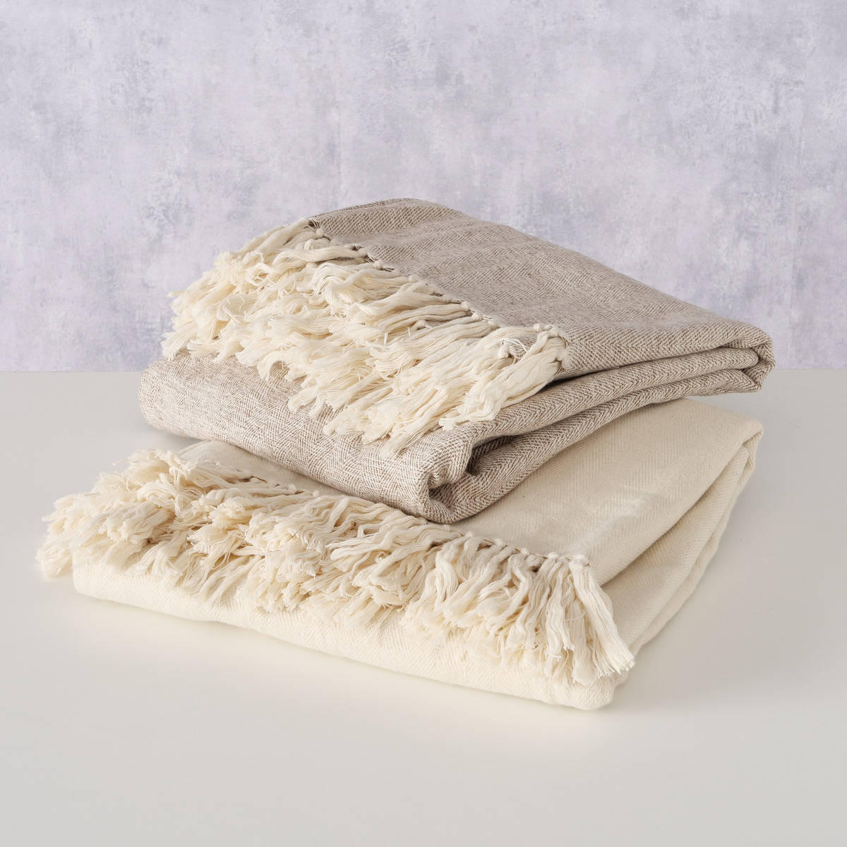 WOHNDECKE Bonneh 170/140 cm - Grau, Naturmaterialien (140/170cm) - Boltze Home