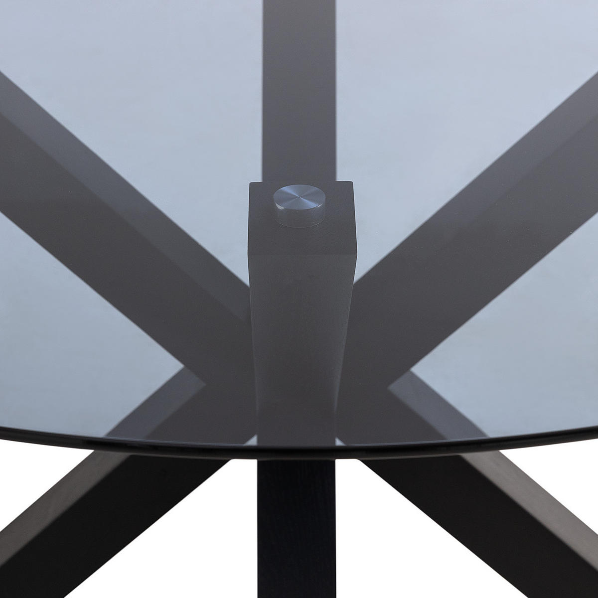 ESSTISCH rund - Glas / Eiche massiv - Eichefarben/Schwarz, Glas/Holz (119/119/76cm) - home24