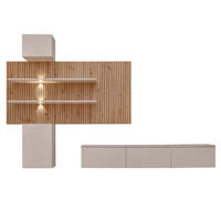 WOHNWAND Sand matt, Eiche Artisan 280 cm, Schrankwand hängend inklusive LED Beleuchtung - Sandfarben/Eiche Artisan, Holzwerkstoff (280/180/45cm) - Furn.Design