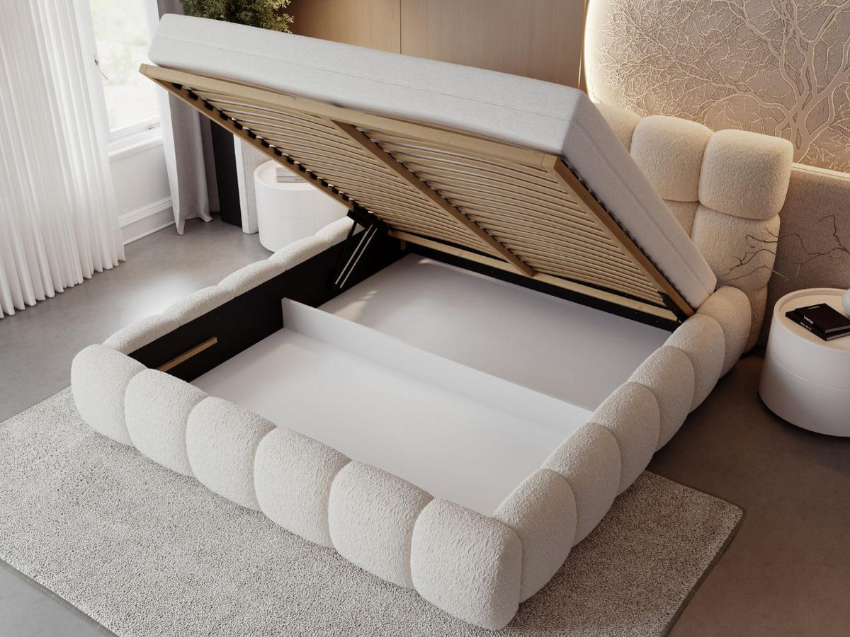 POLSTERBETT Modo 200x200 Bouclé-Stoff Beige - Beige, Textil (200/200cm) - Graingold