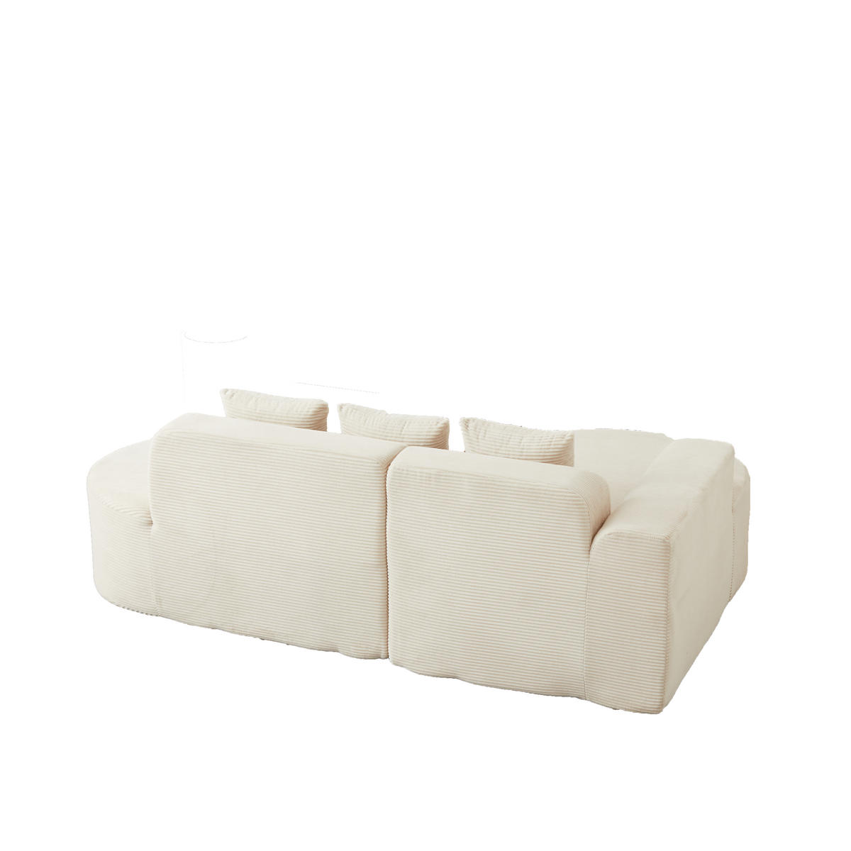 ECKSOFA 220 cm L-Form Cord mit 3 Kissen, recht Chaiselongue, DE-42742, Beige - Beige, Textil (220/155cm) - ComfortXL